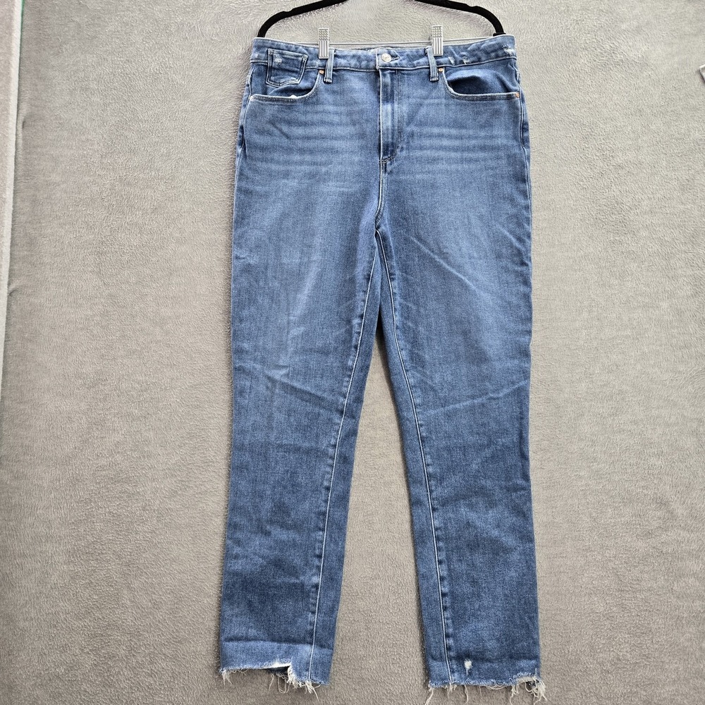Paige Women Jeans 33 Blue Denim Gemma Skinnyā Aimee Distressed Broke Down